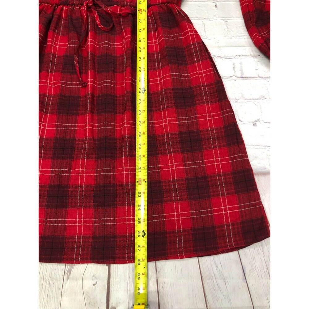NWT Knox Rose Women Long Sleeve Plaid Dress Size Medium Red B275 -26 - Picture 7 of 16